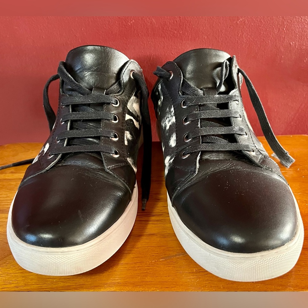 Badgley Mischka Men Athletic Shoes Sneakers Black White Design print size 10 - Picture 3 of 7